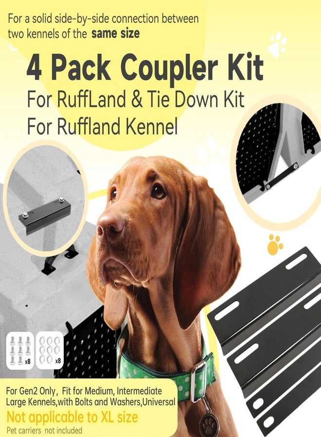 Terixe 4 Pack Coupler Kit Compatible with Ruffland Kennel, Tie Down Kit for Medium, Intermediate, Large Kennels, Fit for Gen 2 Only，with Bolts and Washers（ Not Applicable to X-Large Size） - Image 2